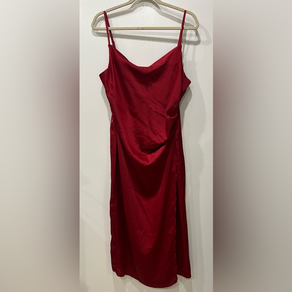 Nicole Miller Red Cowl Neck Slip Dress